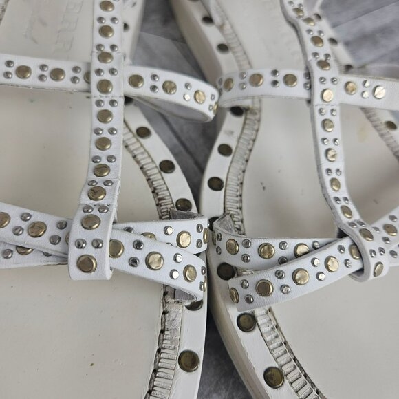 Burberry White Leather Studded Gladiator Sandals Womens US 8 Ankle Strap Shoes - Picture 12 of 16